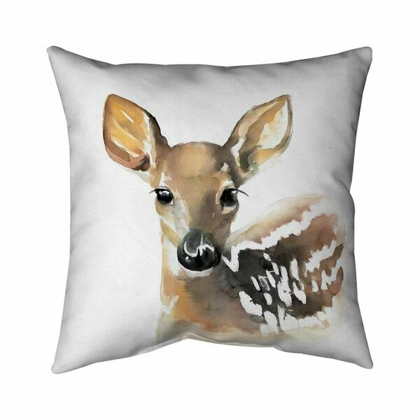 Fondo 26 x 26 in. Watercolor Fawn Face-Double Sided Print Indoor Pillow FO2791844